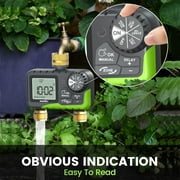 RainPoint Dual Zone Hose Sprinkler Timer, Brass Connector Irrigation Controller, Rain Delay, Manual/Auto Mode, Lawn and Garden Watering, Green - ITV205