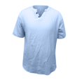thumbnail image 4 of BiZtdJrK Mens Cotton Linen Shirts Casual Regular-Fit Short Sleeve T-Shirt Summer Lightweight Button Henley Shirt Vacation Beach Tops Light Blue XXXL Prime Sales Clearance, 4 of 9