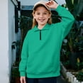 thumbnail image 2 of Uorisanigo Green Kids Girls Half Zip Pullover Sweatshirt Fall Trendy Quarter Zipper Cropped Sweatshirt Loose Long Sleeve Workout Shirts Comfy Pullover Jackets Sweaters, 2 of 7