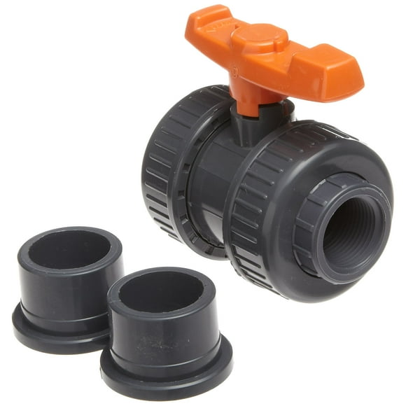 GF Piping Systems - 161375003 PVC True Union Ball Valve with Full Port, Two Piece, PTFE Seat, EPDM Seal, 3/4" Socket/NPT Threaded