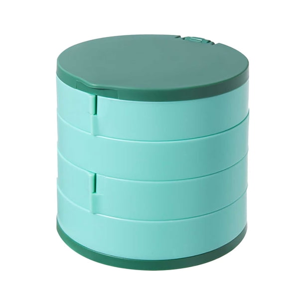 Joyero Giratorio Azp240802007 | Organizador de Pendientes Giratorio de 360 Grados con Múltiples Compartimentos | Estuche de Cuero Forrado de Terciopelo para Pendientes, Anillos y Accesorios Pequeños