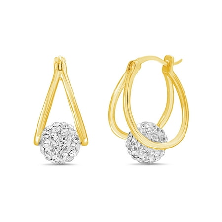 Swarovski Crystal Filigree Earrings - Lesa Michele Faceted Floating Fireball Hoop Earrings with Swarovski Crystals