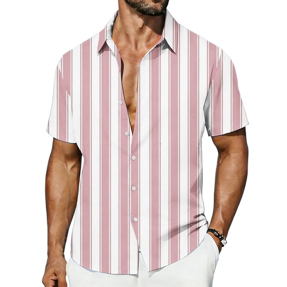 Timoontee Men's Short Sleeve Printed T Shirt Breathable Fabric Moisture Wicking V Neck Crew Neck Great For Multiple Quick Dry Pink L