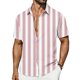 thumbnail image 2 of Ceisia Men's Vertical Stripe Short Sleeve Button Down Casual Shirt for Beach Vacation Pink XXXXL Gifts, 2 of 7