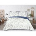 thumbnail image 2 of Marina Decoration Embroidered Stitching Coverlet Bedspread Ultra Soft Solid Bedding Summer Quilt Set with Quilted Sham, Navy Blue Branch Pattern, 2 of 7