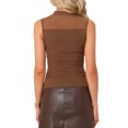 thumbnail image 3 of INSPIRE CHIC Semi-sheer Mesh Tank Top for Women's Sleeveless See Through Fitted Party Club Ruched Tops XS Caramel, 3 of 6