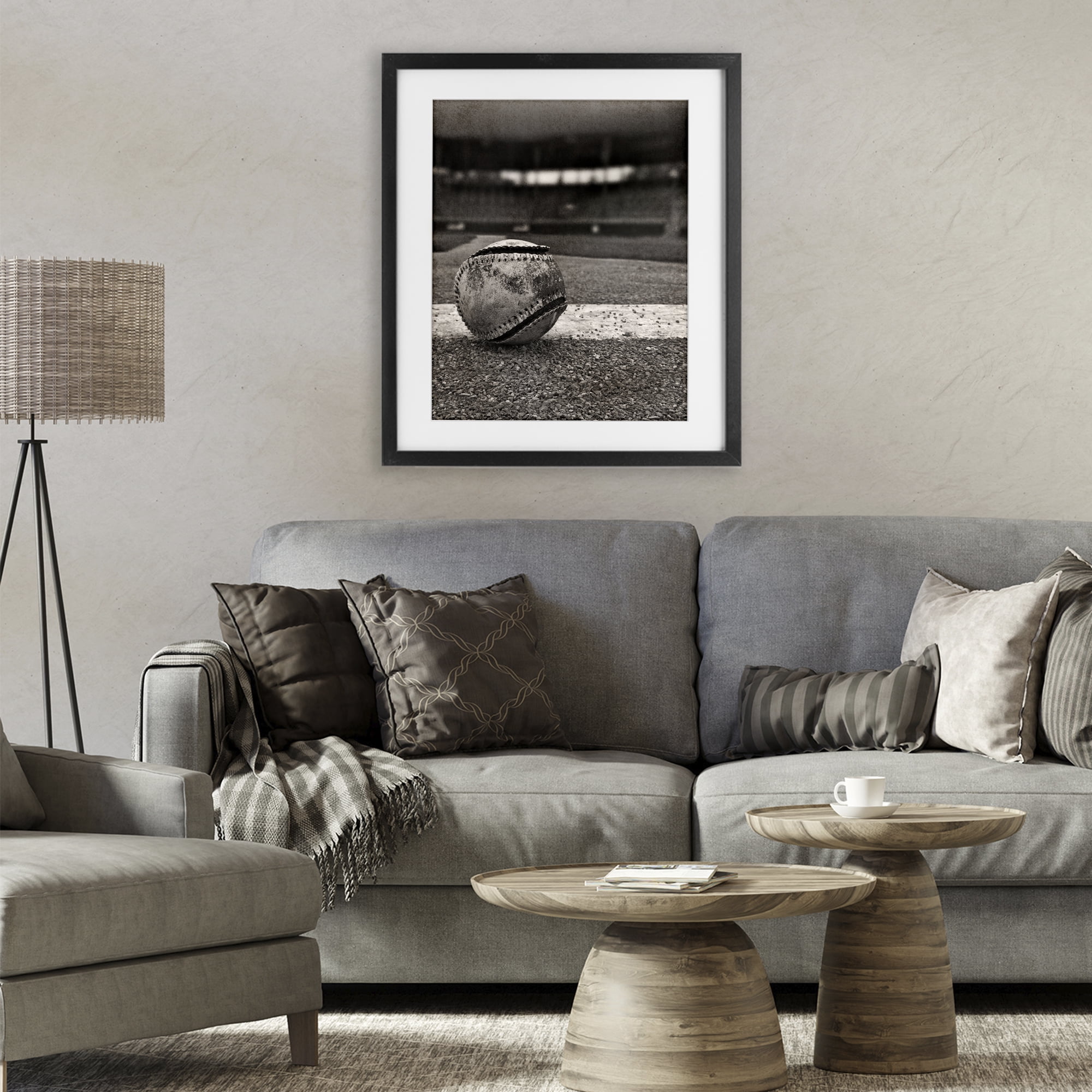 Stupell Industries Vintage Sports Weathered Baseball Black Framed Print Under Glass, design by Marcus Prime