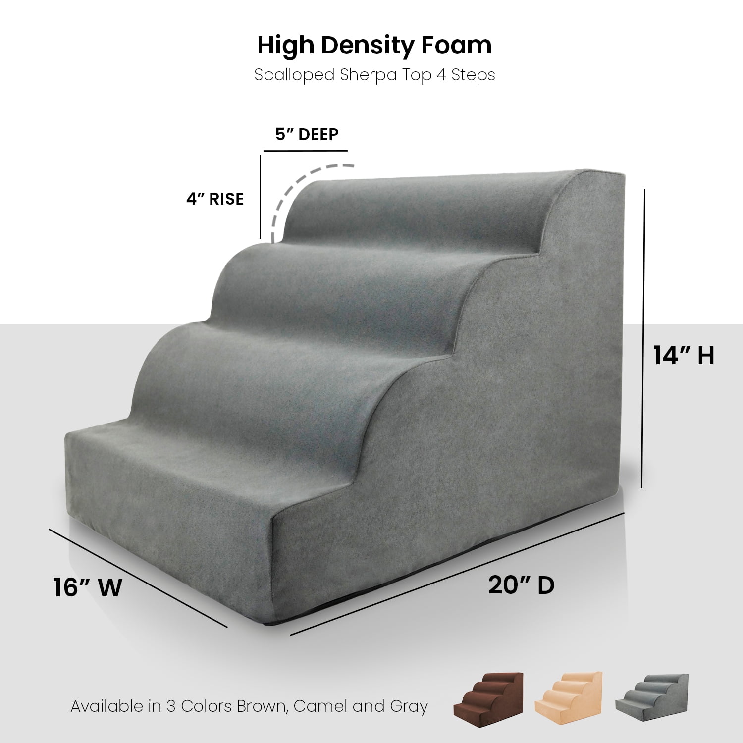 Precious Tails High Density Foam Scalloped 4 Steps Pet Dog Stairs