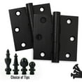 thumbnail image 2 of Embassy 4.5” x 4.5” Ball Bearing Door Hinge Heavy Duty Hinges Matte Black with Urn Tips, 2 of 9