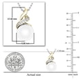 thumbnail image 3 of Dazzlingrock Collection Round 9mm Cultured Freshwater Pearl & White Diamond Accent Crossover Pendant for Women with 18 Inch Silver Chain (0.03 ctw, Color I-J, Clarity I1-I2) in 18K Yellow Gold, 3 of 4