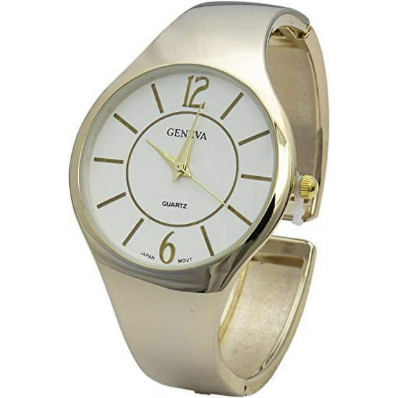 Blekon Collections Women's Quartz 36mm Case Plain Metallic Cuff Bangle Watch