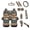 Aztec African Ethnic, variant on chaqlin Car Interior Accessories Full Set of 14 Universal Mexican Native Geometric Car Seat Covers with Steering Wheel Cover Gear Shift Handbrake Cover Coasters Mats Key Chain for Auto SUV Trucks