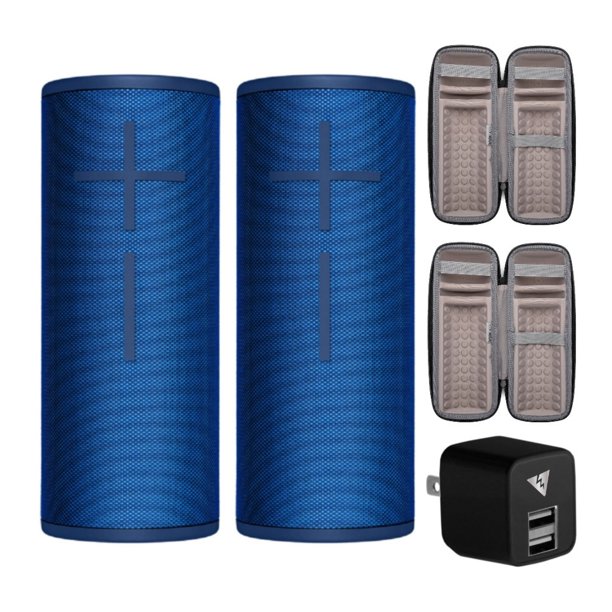 2 Ultimate Ears BOOM 3 Bluetooth Speakers with Cable with 2 Knox Cases & Adapter