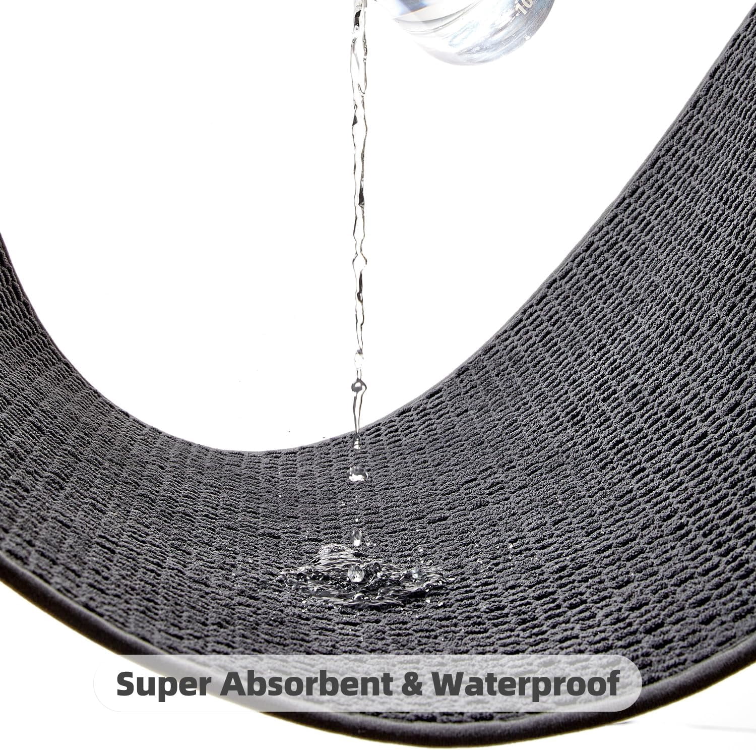 Bathroom Runner Rugs, Long Bath Mat Runner Washable Thin Quick Dry Low Pile Bathroom Runner Rugs Non Slip, Dark Grey 16"x60"