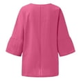 thumbnail image 5 of Moxiu Linen Shirts for Women Solid Color Basic 3/4 Sleeve Tops Loose Fit Summer Casual Round Neck Side Split Pullover Blouse Ladies Gauze Tunic Tshirt 2025 Hot Pink,XXL, 5 of 7