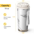 thumbnail image 4 of 18oz Travel Coffee Mug, 316 Stainless Steel Vacuum Insulated Tumbler with 2-in-1 Straw Lid & Strap, Liquid & Marble Print, 4 of 6
