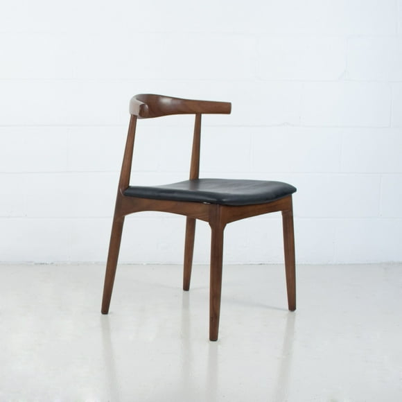 Modern Living Elbow Roundback Side Chair, Black Faux Leather (Set of 1)