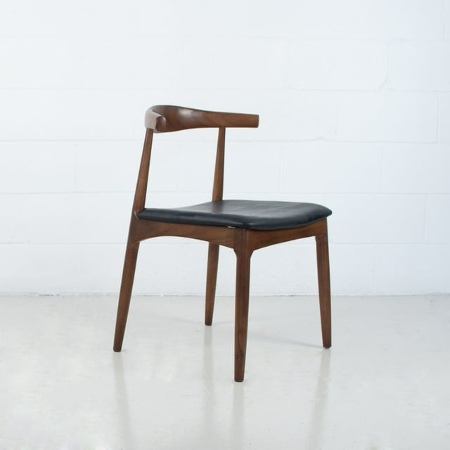 Modern Living Chaise Latérale Ronde à Dossier Coudé, Similicuir Noir (Ensemble de 1)