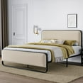 Allewie Queen Size Metal Platform Bed Frame with Curved Upholstered