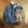 thumbnail image 1 of Styesk Chemises Hommes Mode Décontractée Col Montant Imprimé Fermeture Éclair Chandail Manches Longues Chandail en Molleton, 1 of 5