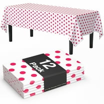Exquisite Disposable Plastic Tablecloth - 108" x 54" - Red Polka Dot - 12 Pack