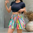 thumbnail image 2 of VNKIDY Womens Elastic Drawstring Waist Retro Fashion Print Pleated Flowy Shorts Loose High Waist Lightweight Casual Beach Vacation Shorts For Ladies Cozy Shorts M, 2 of 5