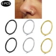 thumbnail image 2 of Nose Jewelry for Women 6 -On Closure Round Ring Nose Rings Set Non-Piercing Swirl Septum Rings Easy Wear and Comfortable Fit for Nostril and Septum 6PCS, 2 of 6