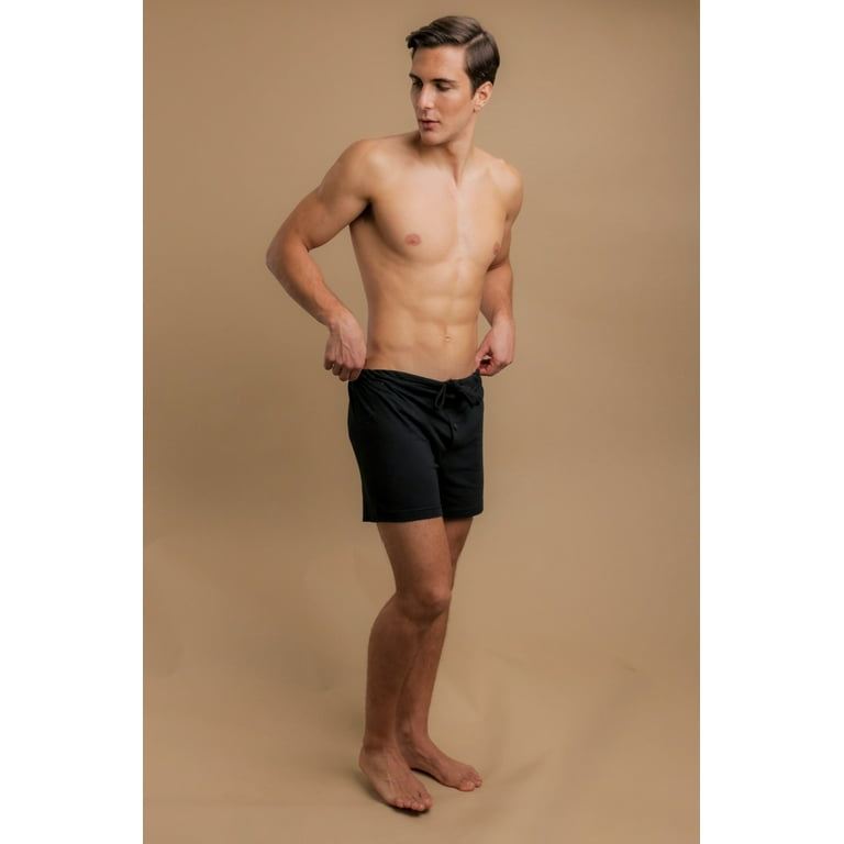 Men's Cottonique M17713 Latex Free Organic Cotton Loose Boxer Short (Black  L/XL)