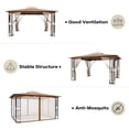 thumbnail image 6 of KAMEROUT 13'x11' Patio Gazebo, Double Tiered outdoor gazebo with Mosquito Nettings for Backyard, Garden, Lawn, Brown, 6 of 12