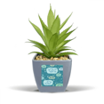 thumbnail image 1 of Blue Bubbles Line Drawing  Fishes Fake Pineapple Flower Pot Vase Mini Decor, 1 of 3