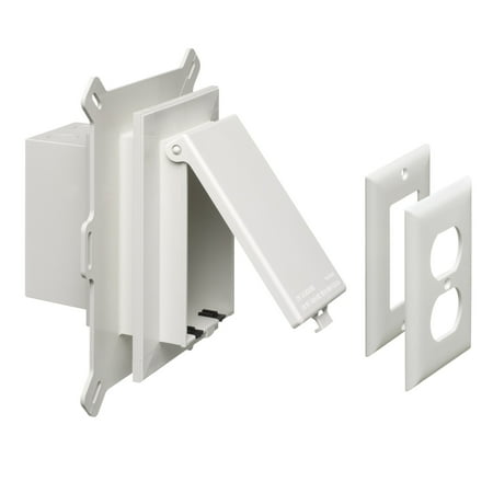 - Arlington DBVS1W-1 Low Profile IN BOX Recessed Outlet Box Wall Plate Kit for New Vinyl Siding Construction, Vertical, 1-Gang, White