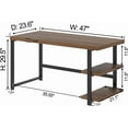 thumbnail image 2 of FOLUBAN 47 Inch Computer Desk, Small Home Office Desk with Storage Shelves, Industrial Writing Study Gaming Table Workstation for Living Room Bedroom, Rustic Walnut, 2 of 18