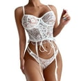 thumbnail image 3 of DYMADE Womens Valentine's day Gift Lace Sexy Sheer Underwear Spaghetti Strap Lingerie Sets, 3 of 3