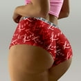 thumbnail image 3 of Gibobby Ropa interior mujer algodón 1 pieza de lencería sexy con estampado para mujer, bragas de cintura , ropa interior(Rojo， L), 3 of 5