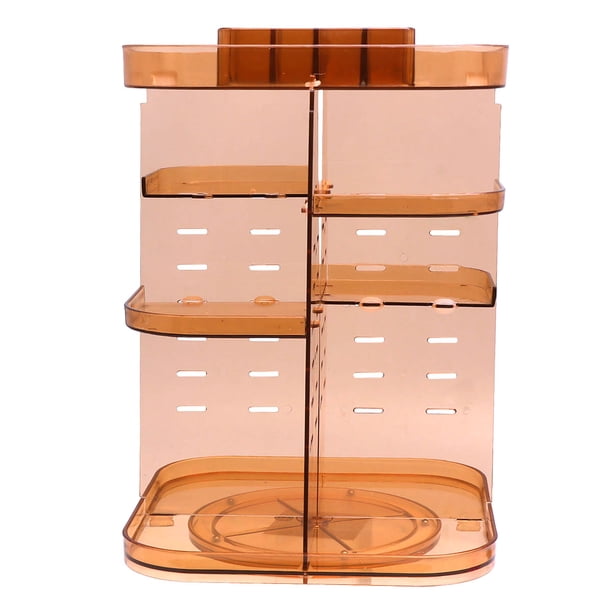 Organizador de cosméticos giratorio, estante cuadrado, soporte para maquillaje y joyas, caja de almacenamiento de gran capacidad (dorado)