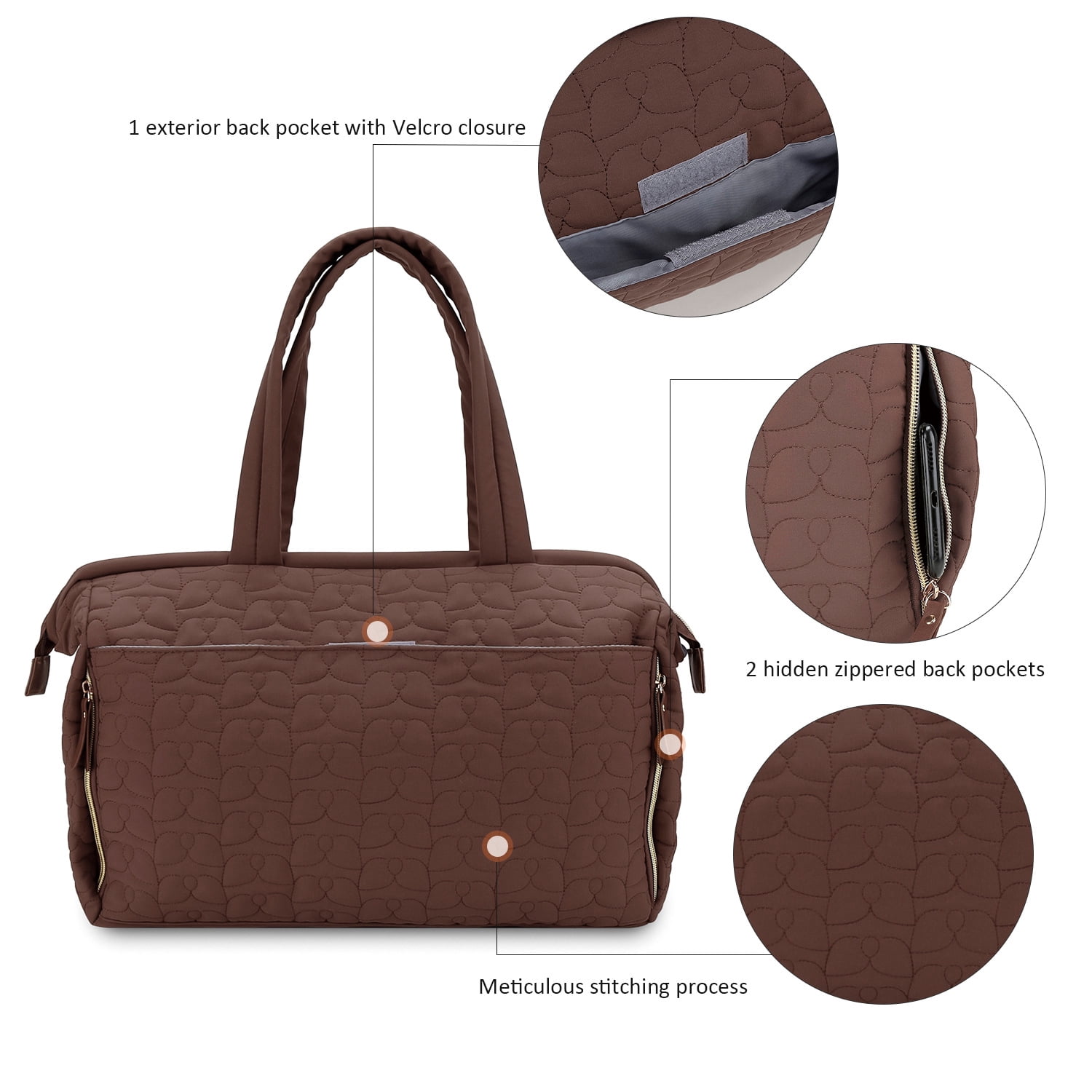 Sunyuer Diaper Bag Tote, Quilted Mommy Bag Function Large Capacity Maternity Bag with Shoulder Strap Wet Pocket