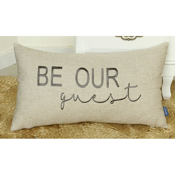 DecorHouzz Be Our Guest Embroidered Pillow Cover Pillow Cases Throw