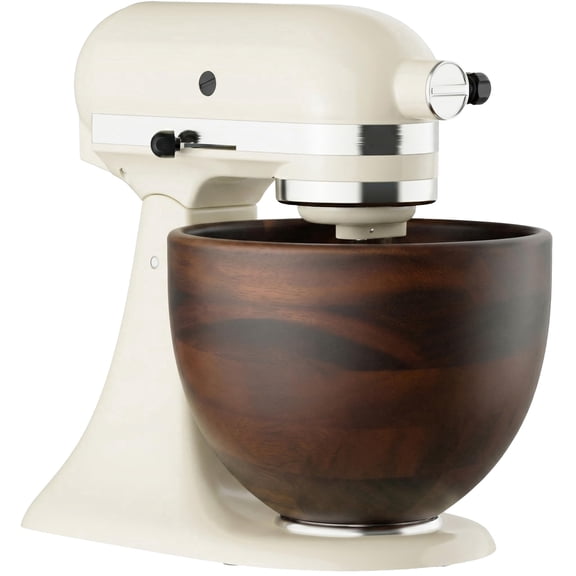 TOCOKEID 5 Qt Premium Wood Mixing Bowl, Compatible with 4.5-5 Qt Tilt-Head Stand Mixers, Natural Wooden Bowl