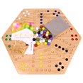 thumbnail image 5 of AmishToyBox.com Wahoo Marble Game Board Set - 20" Wide - Solid Oak Wood - Double-Sided - with Large 18mm Marbles and Dice Included, 5 of 5