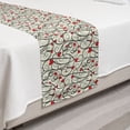 thumbnail image 2 of Love Bed Runner, Wave Floral Heart Summer Swirl Illustration Flourishes Foliage Classical, Decorative Accent Bedding Scarf for Hotels Homes and Guestrooms, Twin, Eggshell Vermilion Black, by Ambesonne, 2 of 2