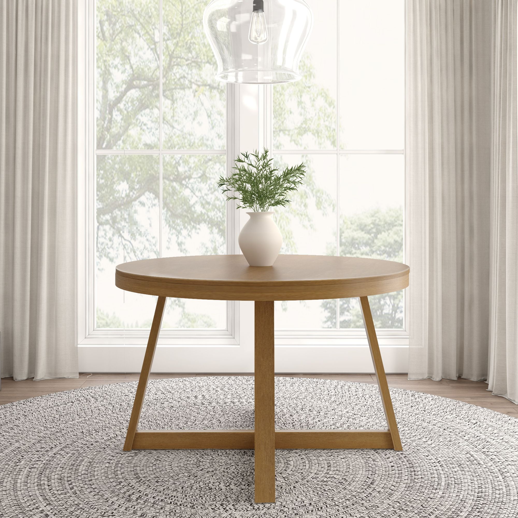 Plank+Beam Round Dining Table, 47" Solid Wood Kitchen Table, Farmhouse Table for 4
