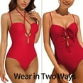 thumbnail image 6 of Alove Women Deep V Monokini Tie Back Swimsuit Sexy Bathing Suit 1 Piece, 6 of 7