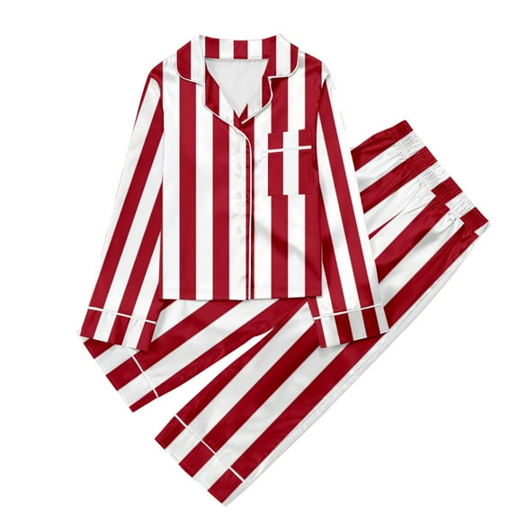 Angala Children's Casual Printed Button Down Lapel Long Sleeve Top And Pants Pajamas Set Cozy Stylish Children Outfit Set 7-8 Years