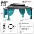 thumbnail image 2 of Pakunoda 14' X 6.5' Gazebo Universal Replacement Privacy 4-Panel Curtains, Waterproof Outdoor Curtains Lake Blue Sidewall with Zipper for Patio 12' X 16' Gazebo Garden Backyard, Curtain Only, 2 of 8
