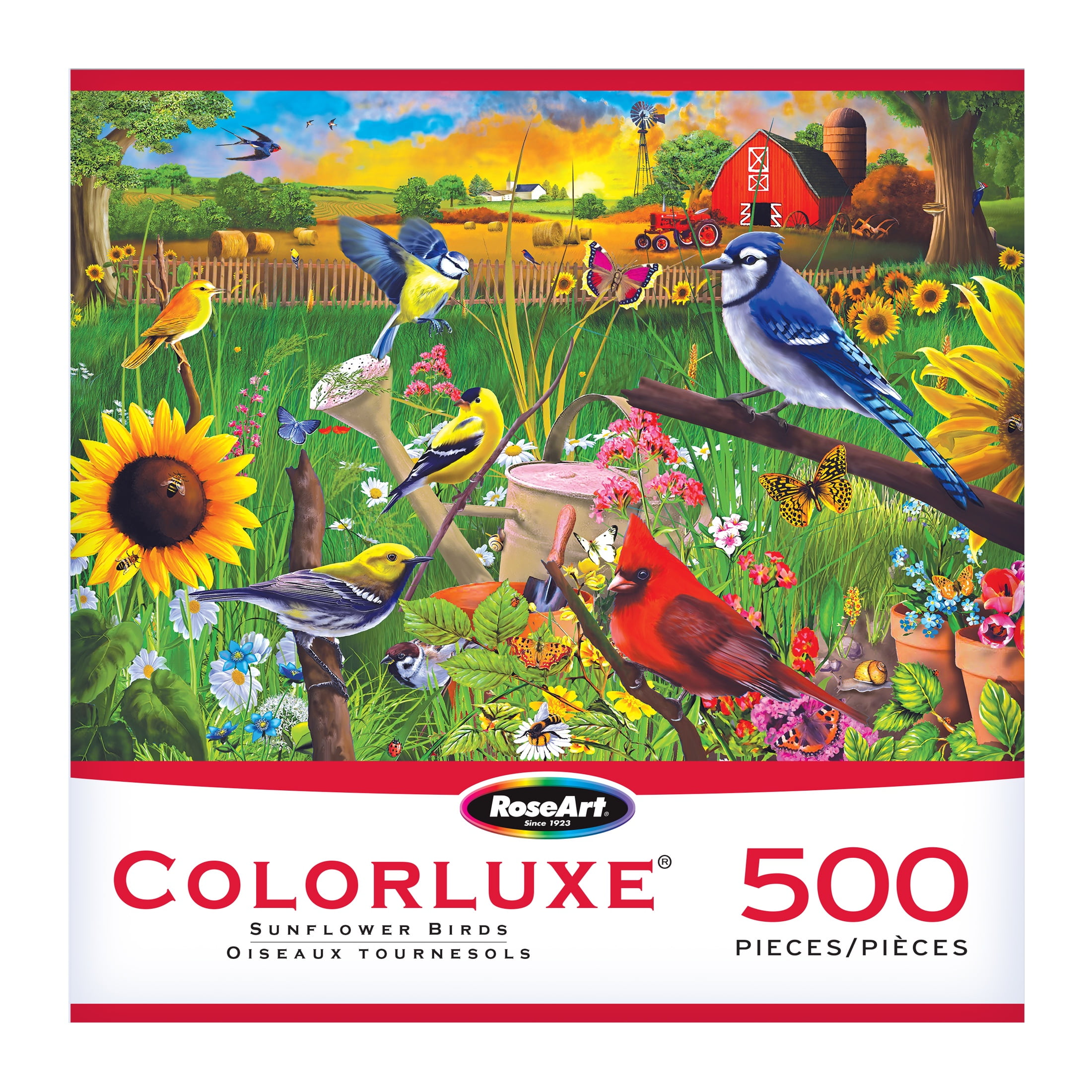 RoseArt Colorluxe 500-Piece Sunflower Birds Adult Interlocking Puzzle