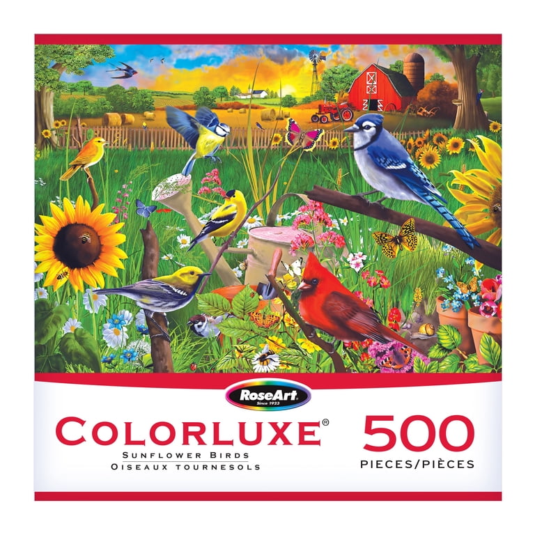 RoseArt Colorluxe 500-Piece Sunflower Birds Adult Interlocking