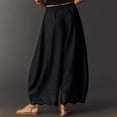 thumbnail image 6 of OIOLOYJM Wide Leg Cropped Pants for Women Lace Hem Drawstring High Elastic Waist Flowy Pants Summer Pleated Boho Beach Wide Leg Loungewear Black 2XL, 6 of 6