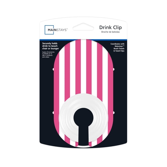 Mainstays Drink Clip, Pink Stripe Design