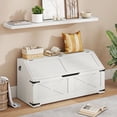 thumbnail image 2 of Uforic 39.4" Farmhouse Storage Chest with Wheels, Wooden Trunk with Safety Hinge, White, 2 of 11