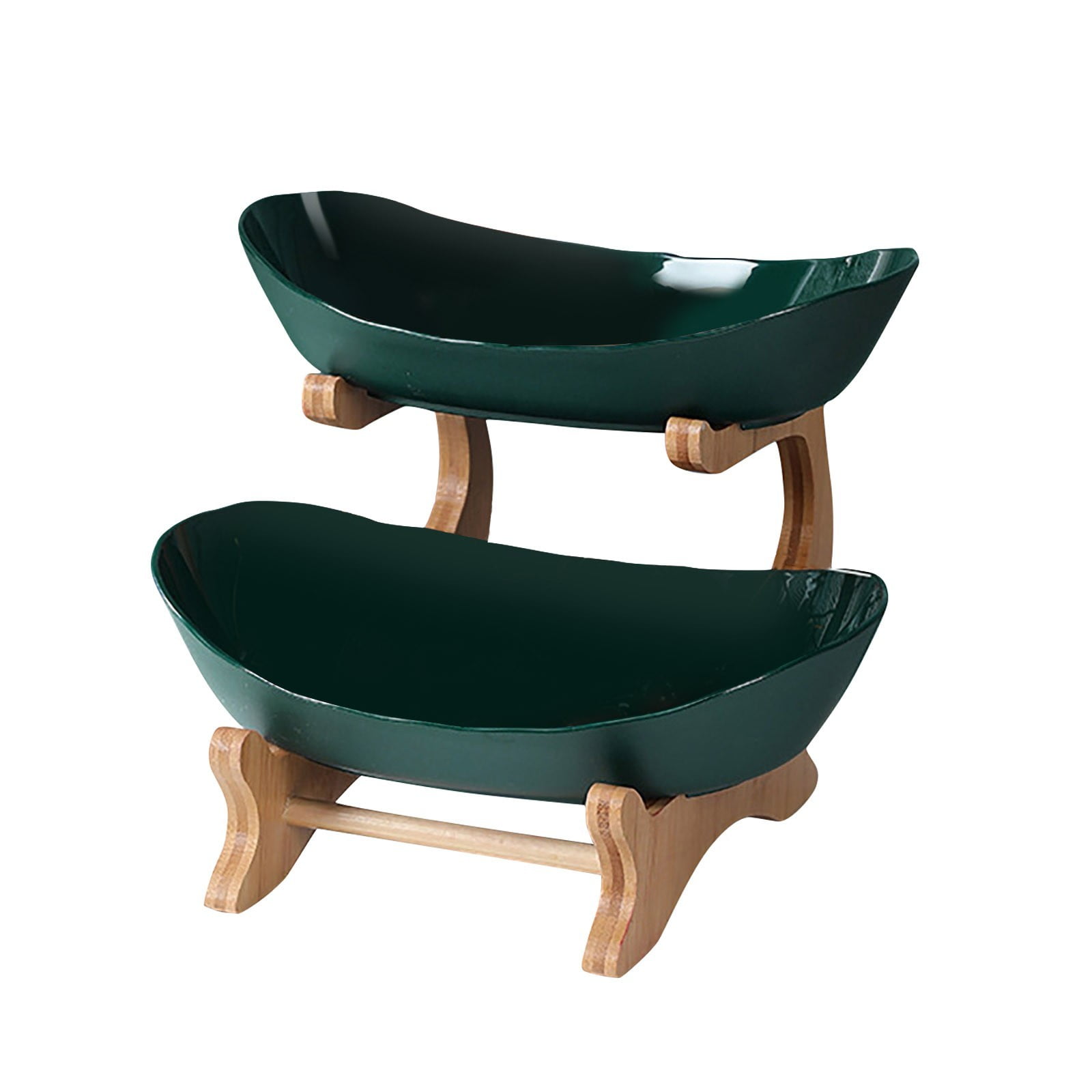 Fruit Tray Basket Wooden Frame Stand Multi Layer Candy Snack Plate